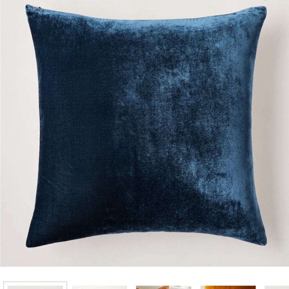West Elm Velvet Accent Pillow in Deep Teal Blue